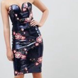 Tall Bandeu Sequin Dress With Floral Embroidery